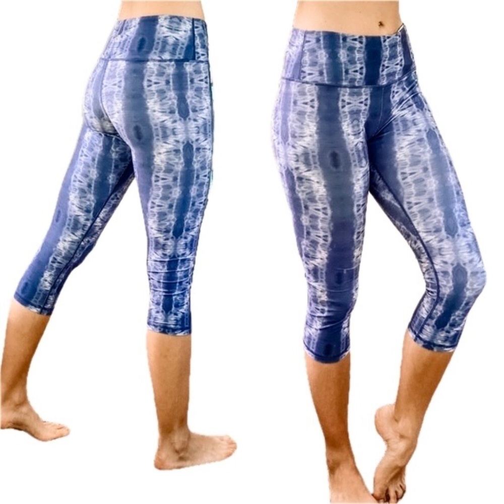 Scorpio Sol Blue Tie Dye Leggings Yoga Workout Pants Capri